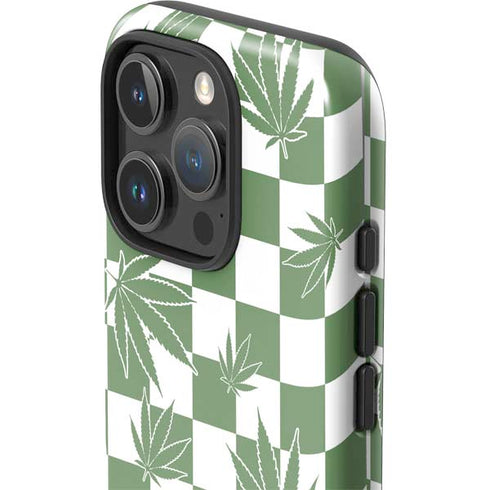 Marijuana Green Checkered iPhone 16 Pro Impact Case