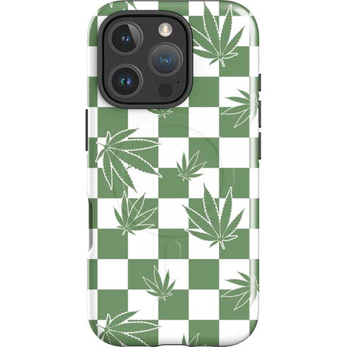 Marijuana Green Checkered iPhone 16 Pro Magsafe Impact Case