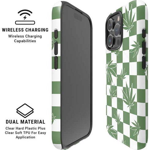 Marijuana Green Checkered iPhone 16 Pro Magsafe Impact Case