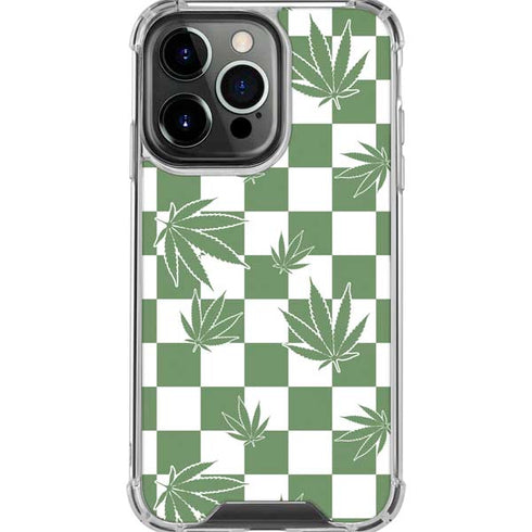 Marijuana Green Checkered iPhone 16 Pro Max Clear Case