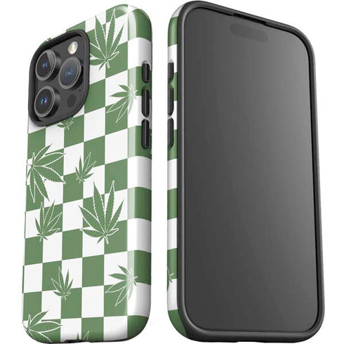 Marijuana Green Checkered iPhone 16 Pro Max Impact Case