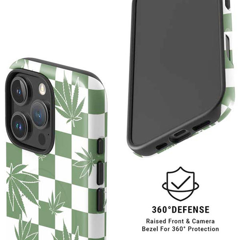 Marijuana Green Checkered iPhone 16 Pro Max Magsafe Impact Case