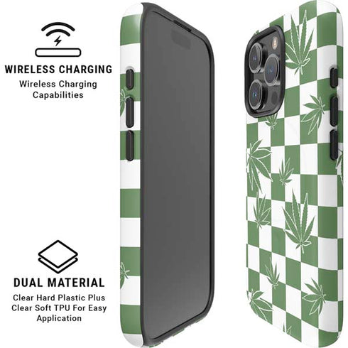 Marijuana Green Checkered iPhone 16 Pro Max Magsafe Impact Case