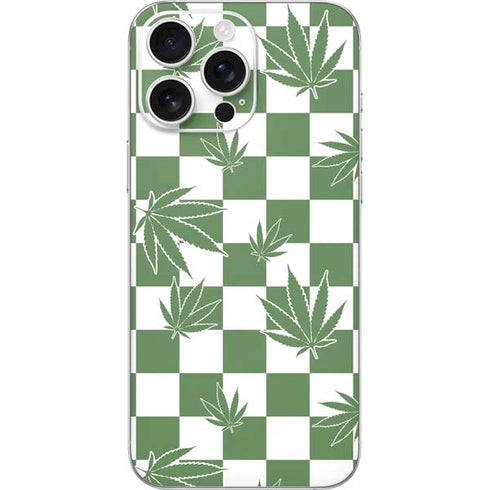 Marijuana Green Checkered iPhone 16 Pro Max Skin