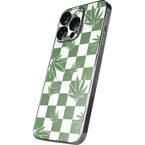 Marijuana Green Checkered iPhone 16 Pro Max Skin