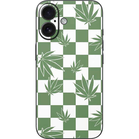 Marijuana Green Checkered iPhone 16 Skin