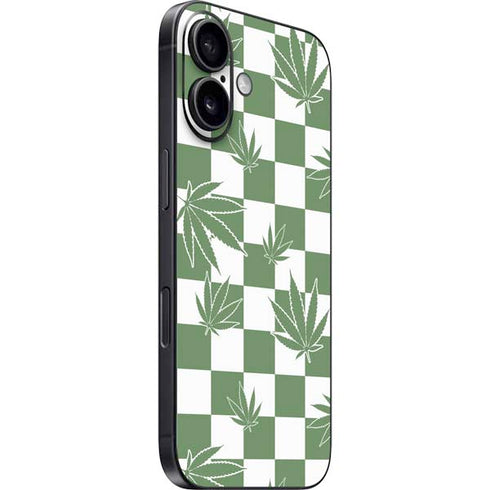 Marijuana Green Checkered iPhone 16 Skin