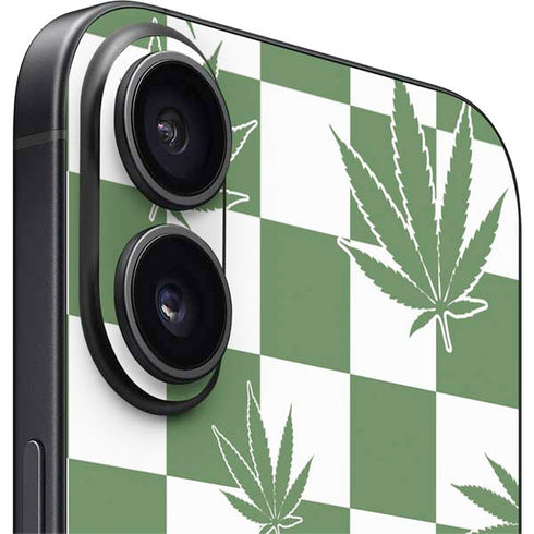 Marijuana Green Checkered iPhone 16 Skin