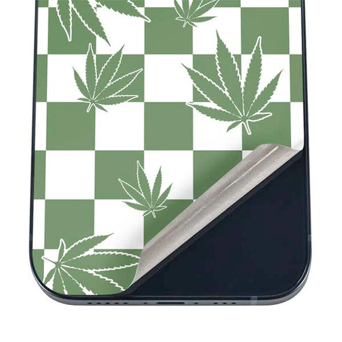 Marijuana Green Checkered iPhone 16 Skin
