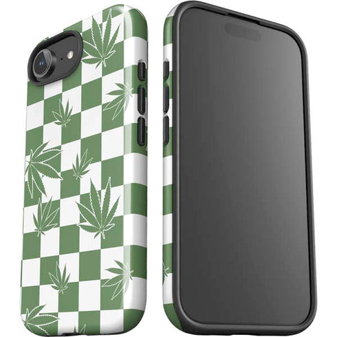 Marijuana Green Checkered iPhone 16e Impact Case