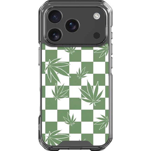 Marijuana Green Checkered iPhone 18 Pro Clear Case