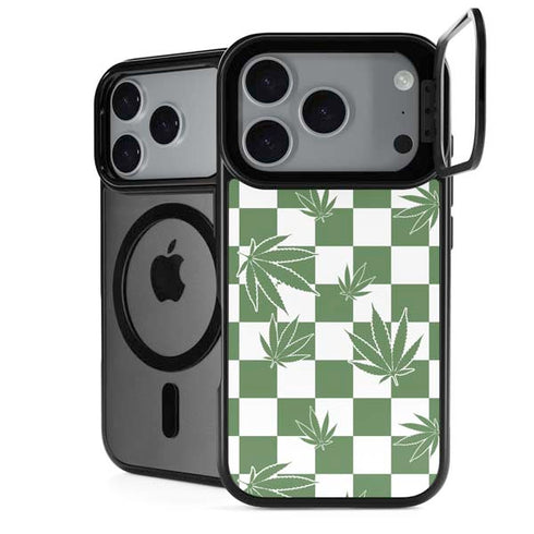Marijuana Green Checkered iPhone 18 Pro Kickstand Case
