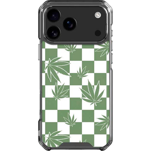 Marijuana Green Checkered iPhone 18 Pro Max Clear Case