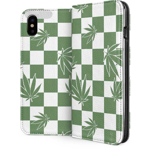 Marijuana Green Checkered iPhone 8 Folio Case