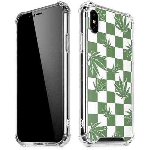 Marijuana Green Checkered iPhone X/XS Clear Case