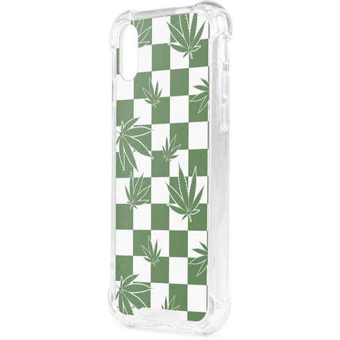 Marijuana Green Checkered iPhone XS Clear Case