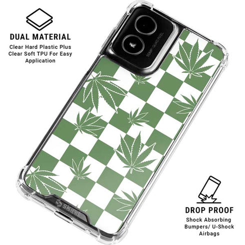 Marijuana Green Checkered Moto G Power 5G (2024) Clear Case