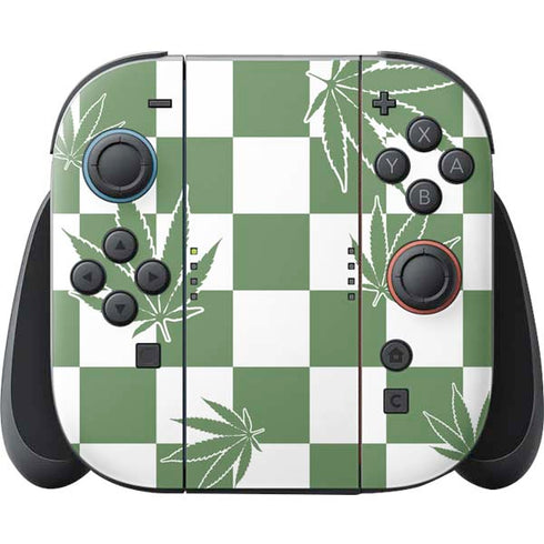 Marijuana Green Checkered Nintendo Switch 2 (2025) Joy-Con Controller Skin