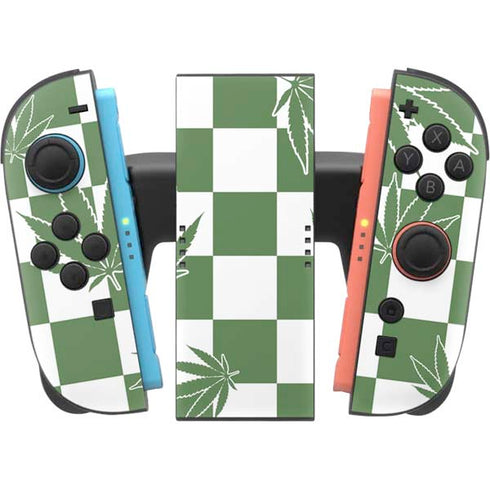 Marijuana Green Checkered Nintendo Switch 2 (2025) Joy-Con Controller Skin