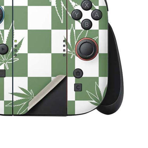 Marijuana Green Checkered Nintendo Switch 2 (2025) Joy-Con Controller Skin