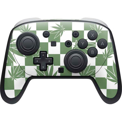 Marijuana Green Checkered Nintendo Skins
