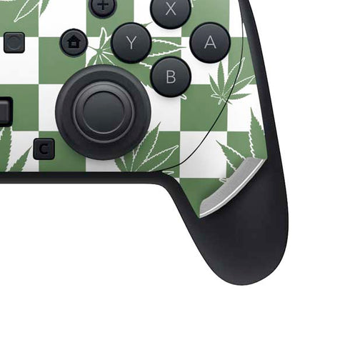 Marijuana Green Checkered Nintendo Switch 2 (2025) Pro Controller Skin