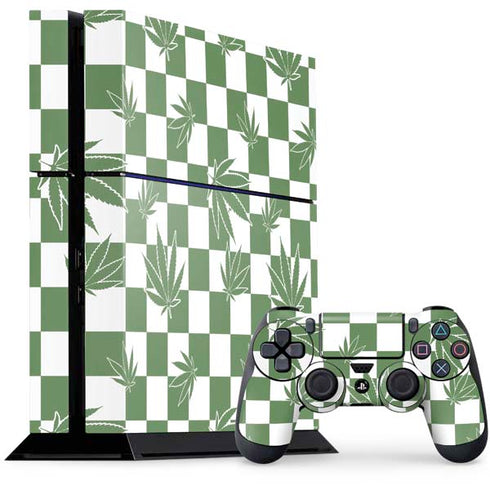 Marijuana Green Checkered PlayStation PS4 Skins