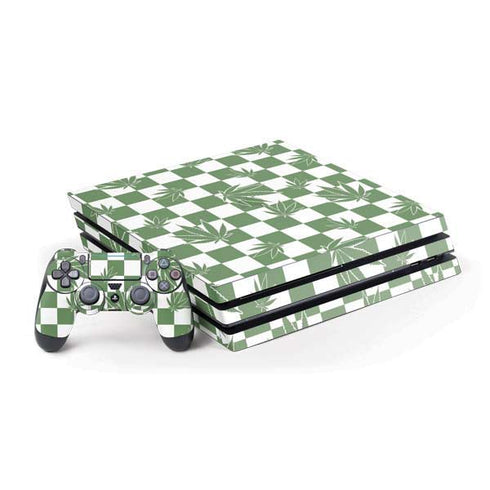 Marijuana Green Checkered PlayStation PS4 Skins