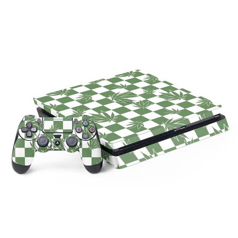 Marijuana Green Checkered PlayStation PS4 Skins
