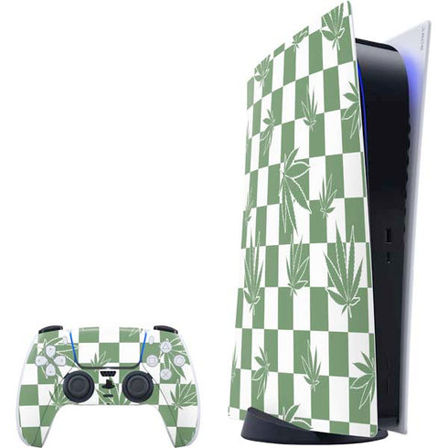 Marijuana Green Checkered PlayStation PS5 Skins