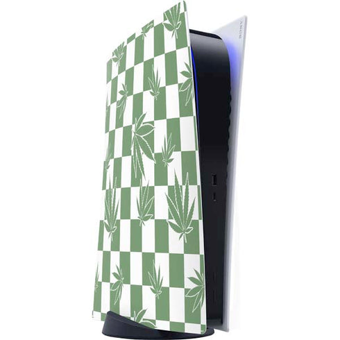 Marijuana Green Checkered PlayStation PS5 Skins