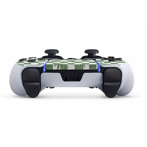 Marijuana Green Checkered PS5 DualSense Edge Pro Controller Skin