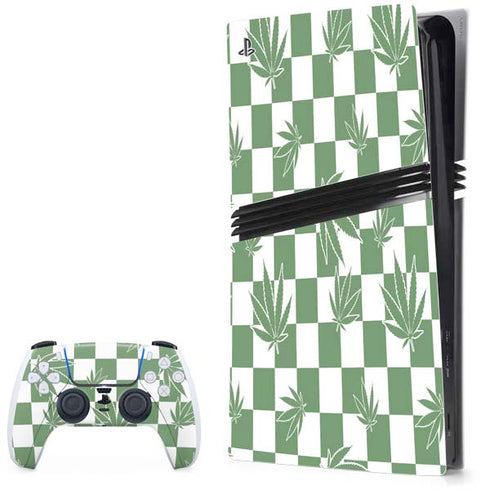 Marijuana Green Checkered PlayStation PS5 Skins