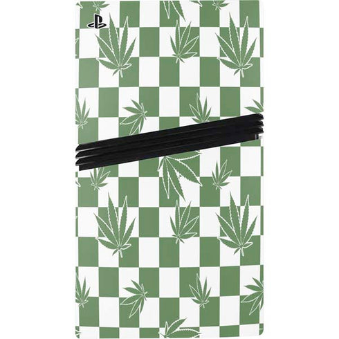 Marijuana Green Checkered PS5 Pro Console Skin