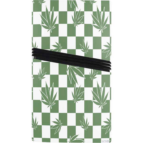 Marijuana Green Checkered PS5 Pro Console Skin