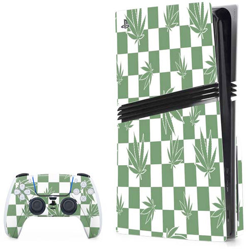 Marijuana Green Checkered PlayStation PS5 Skins