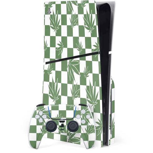 Marijuana Green Checkered PlayStation PS5 Skins