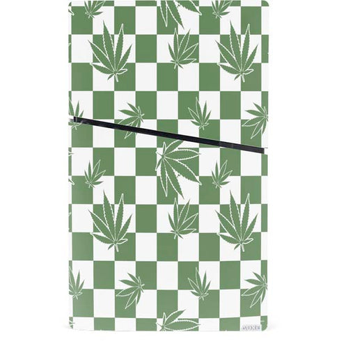 Marijuana Green Checkered PS5 Slim Digital Edition Console Skin