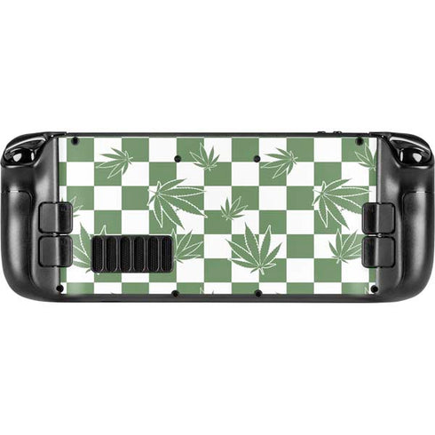 Marijuana Green Checkered Steam Deck Handheld Gaming Computer Skin