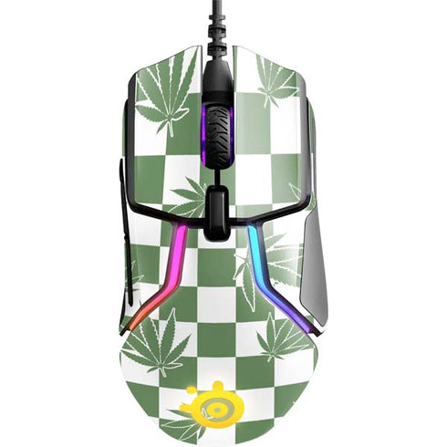 Marijuana Green Checkered SteelSeries Rival 600 Gaming Mouse Skin