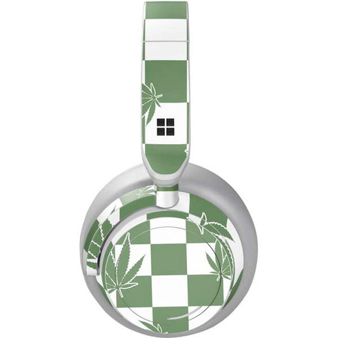 Marijuana Green Checkered Surface Headphones Skin