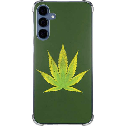 Marijuana Leaf Light Green Galaxy A55 5G Clear Case