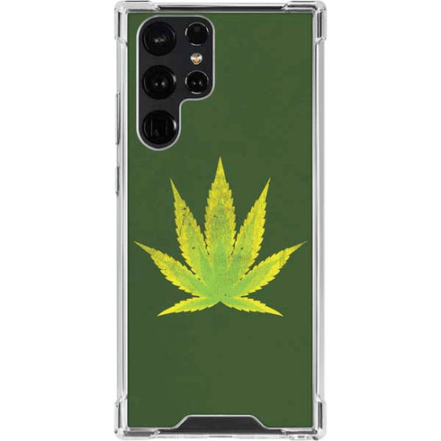 Marijuana Leaf Light Green Galaxy S23 Ultra Clear Case