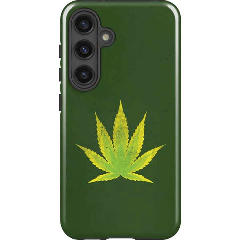 Marijuana Leaf Light Green Galaxy S25 Plus Impact Case