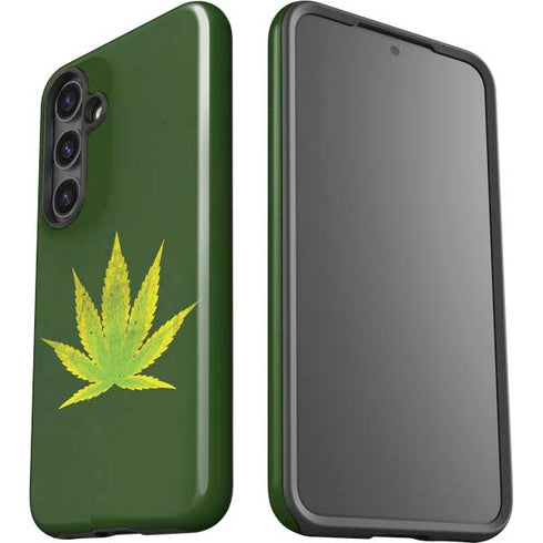 Marijuana Leaf Light Green Galaxy S25 Plus Impact Case