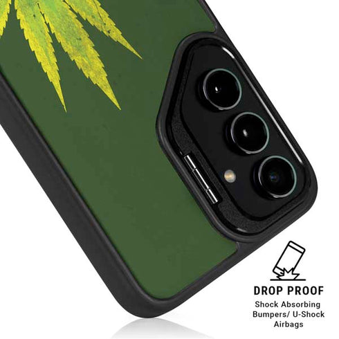 Marijuana Leaf Light Green Galaxy S25 Plus Kickstand Case