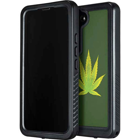 Marijuana Leaf Light Green Galaxy S24 Plus Waterproof Case