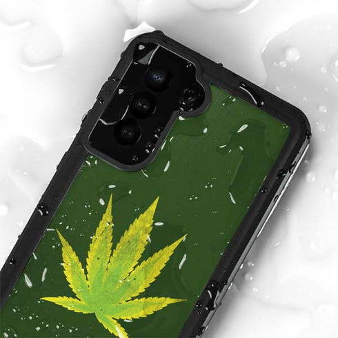 Marijuana Leaf Light Green Galaxy S24 Plus Waterproof Case
