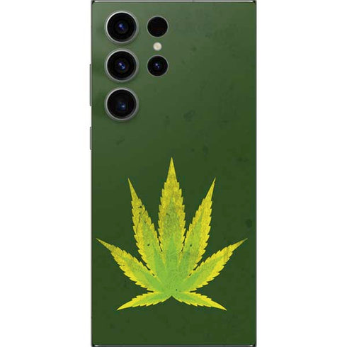 Marijuana Leaf Light Green Galaxy S25 Ultra Skin