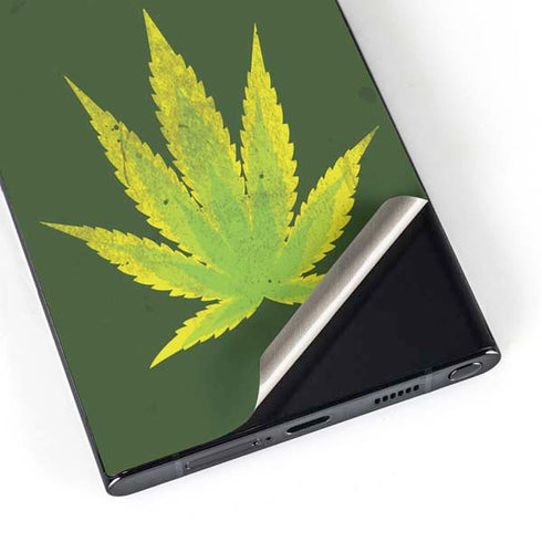 Marijuana Leaf Light Green Galaxy S25 Ultra Skin